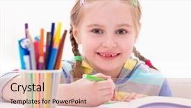  Presentation with colorful - Presentation featuring little lovely funny girl playing background and a lemonade colored foreground