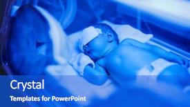 Presentation with incubator baby - Presentation design consisting of little male baby in incubator background and a cobalt blue colored foreground