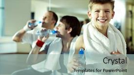  Presentation with kids gym - Slide deck consisting of little man in gym background and a mint green colored foreground