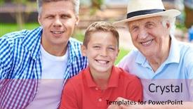  Presentation with father son and looking - Colorful PPT theme enhanced with little men commitment - cute boy with his grandfather backdrop and a red colored foreground