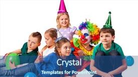 Presentation with birthday organizer - PPT theme having little men theme - birthday child clown playing background and a ocean colored foreground