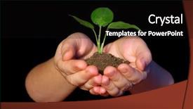  Presentation with black hands - Theme having little men theme - plant between hands on black background and a black colored foreground