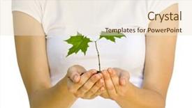  Presentation with holding hands - Slides enhanced with little men theme - wooman holding a plant background and a lemonade colored foreground