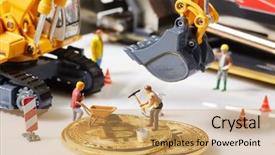  Presentation with bitcoin - Slide deck consisting of little miner is digging background and a yellow colored foreground