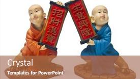  Presentation with new path - Beautiful PPT theme featuring little monk with chinese new year greeting banner clipping path included backdrop and a red colored foreground