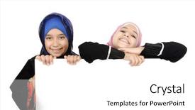 Presentation with kids space - Slides consisting of little muslim girl with copy background and a white colored foreground