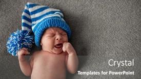  Presentation with crying baby - Presentation theme with little-newborn-baby-very-unsatisfied background and a gray colored foreground