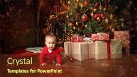  Presentation with miracle - Colorful presentation theme enhanced with little newborn baby is on the floor in the interior decorated for christmas merry christmas happy new year miracle time backdrop and a tawny brown colored foreground