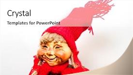  Presentation with white christmas - Audience pleasing slide set consisting of little norwegian christmas dwarf figurine backdrop and a white colored foreground