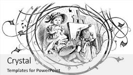  Presentation with oscar - Amazing presentation having little painter - engraving by oscar backdrop and a light gray colored foreground