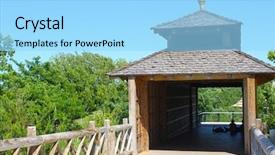  Presentation with pedestrian bridge - Slide set consisting of little pedestrian bridge stairs and path walk background and a arctic colored foreground