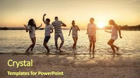  Presentation with group of diverse people - Audience pleasing slide deck consisting of little person - silhouette of group young people backdrop and a tawny brown colored foreground