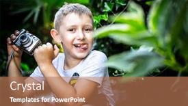  Presentation with tongue - PPT theme having little-photographer-with-his-tongue background and a coral colored foreground