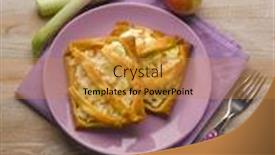  Presentation with pear - Slides featuring little-pie-with-ricotta-pear background and a gold colored foreground