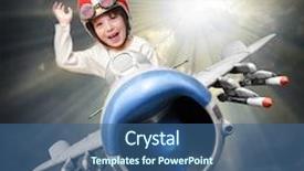  Presentation with fighter jet - Amazing PPT theme having little pilot flying in retro backdrop and a ocean colored foreground