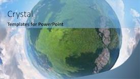  Presentation with green planet - Colorful presentation theme enhanced with little-planet-panorama-of-mountain backdrop and a light blue colored foreground