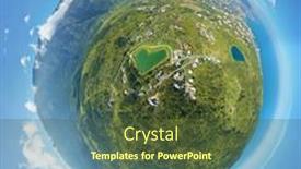  Presentation with sea shore - Beautiful presentation design featuring little-planet-panorama-of-yalta backdrop and a tawny brown colored foreground