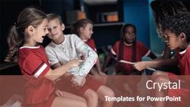  Presentation with children sport - Audience pleasing slides consisting of little-player-at-the-locker backdrop and a violet colored foreground