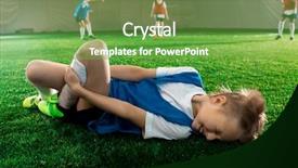  Presentation with leg pain - Presentation theme enhanced with little player lying on pitch background and a tawny brown colored foreground