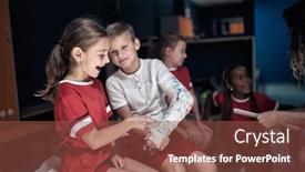  Presentation with team player - PPT theme having little-player-with-a-broken background and a tawny brown colored foreground