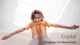  Presentation with father - Slide deck enhanced with little-playful-boy-flying background and a coral colored foreground