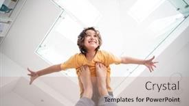  Presentation with flying angesl - Slide set consisting of little-playful-boy-flying background and a coral colored foreground