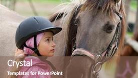  Presentation with equestrian - Presentation design with little pony - horse and lovely equestrian girl background and a violet colored foreground