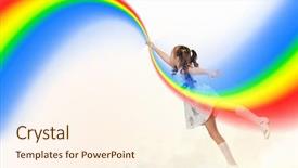  Presentation with rainbow - Theme featuring little pretty girl drawing rainbow background and a cream colored foreground