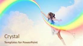  Presentation with rainbow unicorn - Amazing PPT layouts having little pretty girl drawing rainbow backdrop and a cream colored foreground