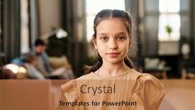  Presentation with standing sitting - Presentation theme having little-pretty-girl-in-brown background and a coral colored foreground