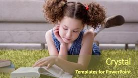  Presentation with child girl reading a book - Colorful theme enhanced with little pretty girl reading books backdrop and a  colored foreground
