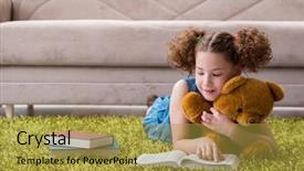  Presentation with child girl reading a book - Slide deck enhanced with little pretty girl reading books background and a  colored foreground
