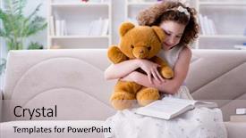  Presentation with child girl reading a book - Colorful slide deck enhanced with little pretty girl reading books backdrop and a  colored foreground