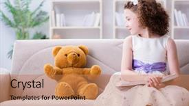  Presentation with child girl reading a book - Cool new presentation theme with little pretty girl reading books backdrop and a  colored foreground