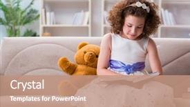  Presentation with child girl reading a book - Colorful theme enhanced with little pretty girl reading books backdrop and a  colored foreground