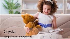  Presentation with child girl reading a book - Colorful PPT theme enhanced with little pretty girl reading books backdrop and a  colored foreground