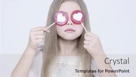  Presentation with sweet candy - Audience pleasing PPT theme consisting of little-pretty-girl backdrop and a light gray colored foreground