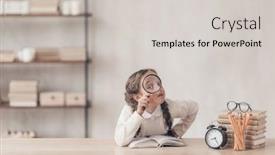  Presentation with pupil - Beautiful slide deck featuring little pupil with a magnifying glass in the studio backdrop and a light gray colored foreground