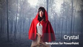  Presentation with wood - Beautiful slide deck featuring little red hood standing in a wood backdrop and a ocean colored foreground