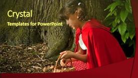  Presentation with fungi - Audience pleasing theme consisting of little red riding hood picking mushrooms or fungi in the forest backdrop and a tawny brown colored foreground