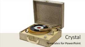  Presentation with record player - Theme featuring little retro record player isolated background and a coral colored foreground