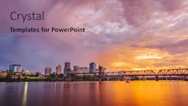  Presentation with skyline - PPT theme featuring little-rock-arkansas-usa-downtown background and a coral colored foreground