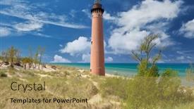  Presentation with lighthouse - Colorful PPT layouts enhanced with little-sable-point-lighthouse backdrop and a yellow colored foreground