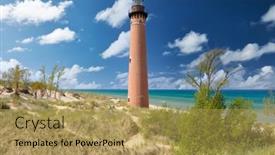  Presentation with lighthouse - Colorful PPT layouts enhanced with little-sable-point-lighthouse backdrop and a yellow colored foreground
