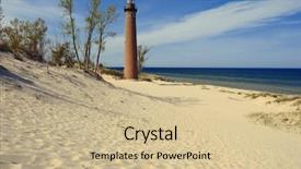  Presentation with lighthouse - Slide deck consisting of little sable point lighthouse in dunes built in 1867 lake michigan mi usa background and a soft green colored foreground