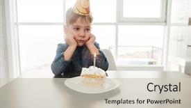  Presentation with birthday boy - Slide deck featuring image of little sad birthday background and a soft green colored foreground