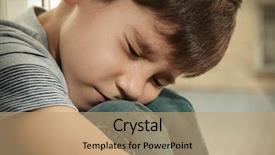  Presentation with children abuse - PPT theme consisting of little sad boy crying abuse background and a coral colored foreground