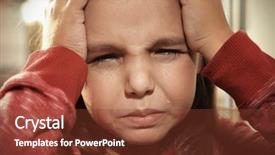 Presentation with children abuse - Beautiful slide set featuring little sad girl crying abuse backdrop and a  colored foreground