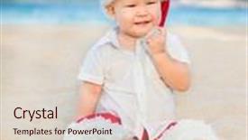  Presentation with tropical christmas - Slide set enhanced with little santa boy on the beach tropical christmas background and a lemonade colored foreground