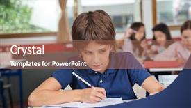  Presentation with cheating - Cool new PPT theme with little schoolboy cheating at desk backdrop and a coral colored foreground